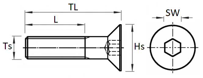 Hexagon socket counters. screw